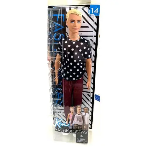 Ken Barbie Fashionistas 2017 Blonde Doll 14 Black White Polka Dot Shirt FJF72