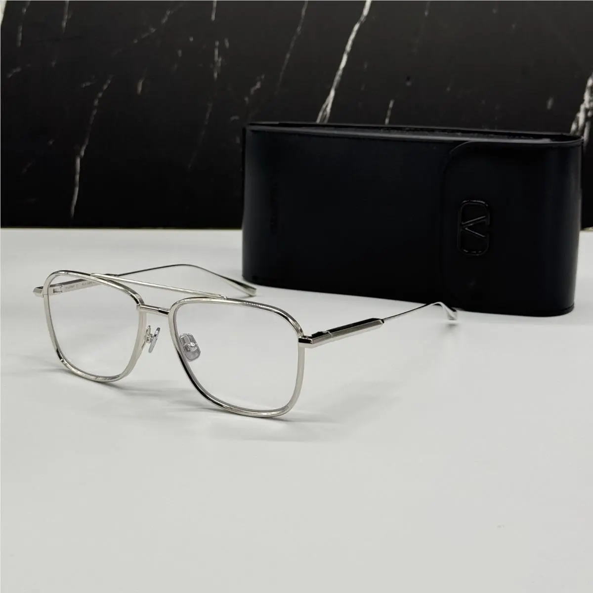 Valentino VLX-168B Silver Aviator Eyeglasses Valentino