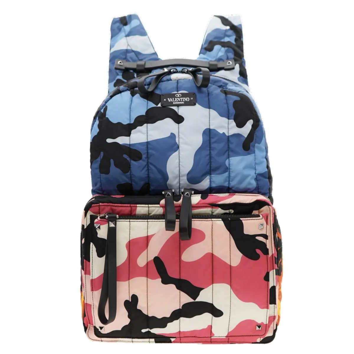 Valentino Garavani Camushuffle Backpack Quilted Nylon Multicolor