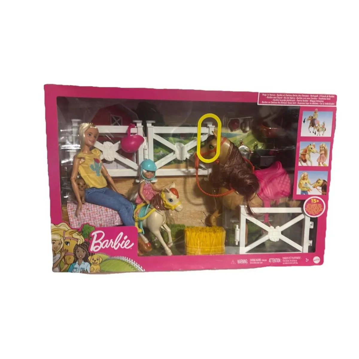 Barbie Hugs n Horses Playset Doll with Horse and Chelsea 15+ Pieces