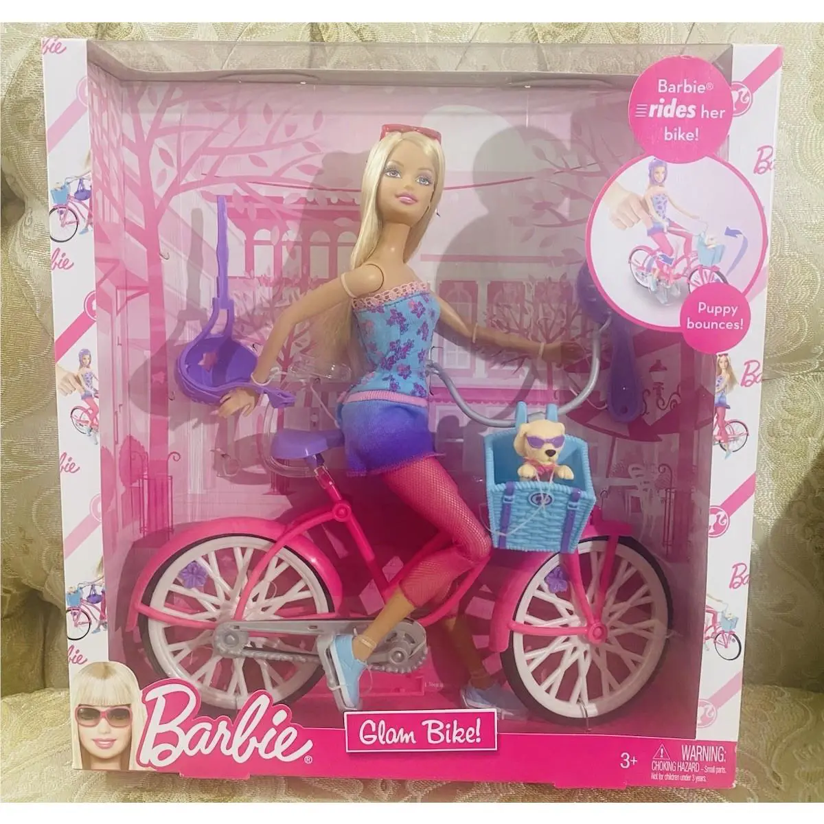 Target Exclusive 2009 Glam Bike Barbie Doll on Glam Bike Puppy In Basket