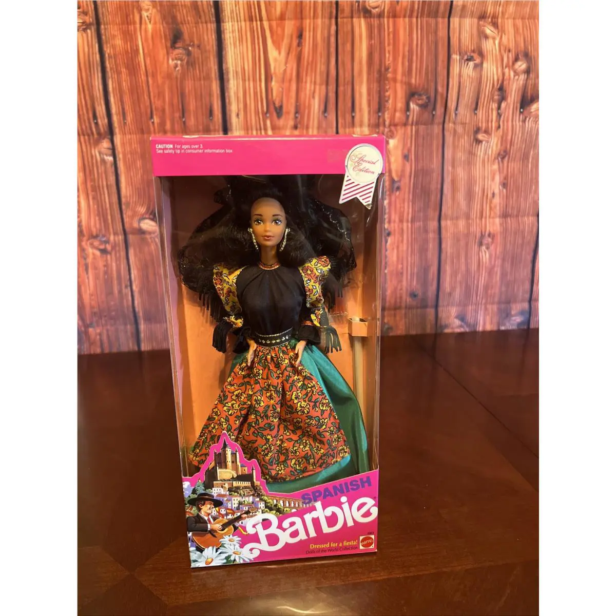 Vintage 1991 Mattel Spanish Barbie Dolls Of The World Steffie Face Fiesta Dress