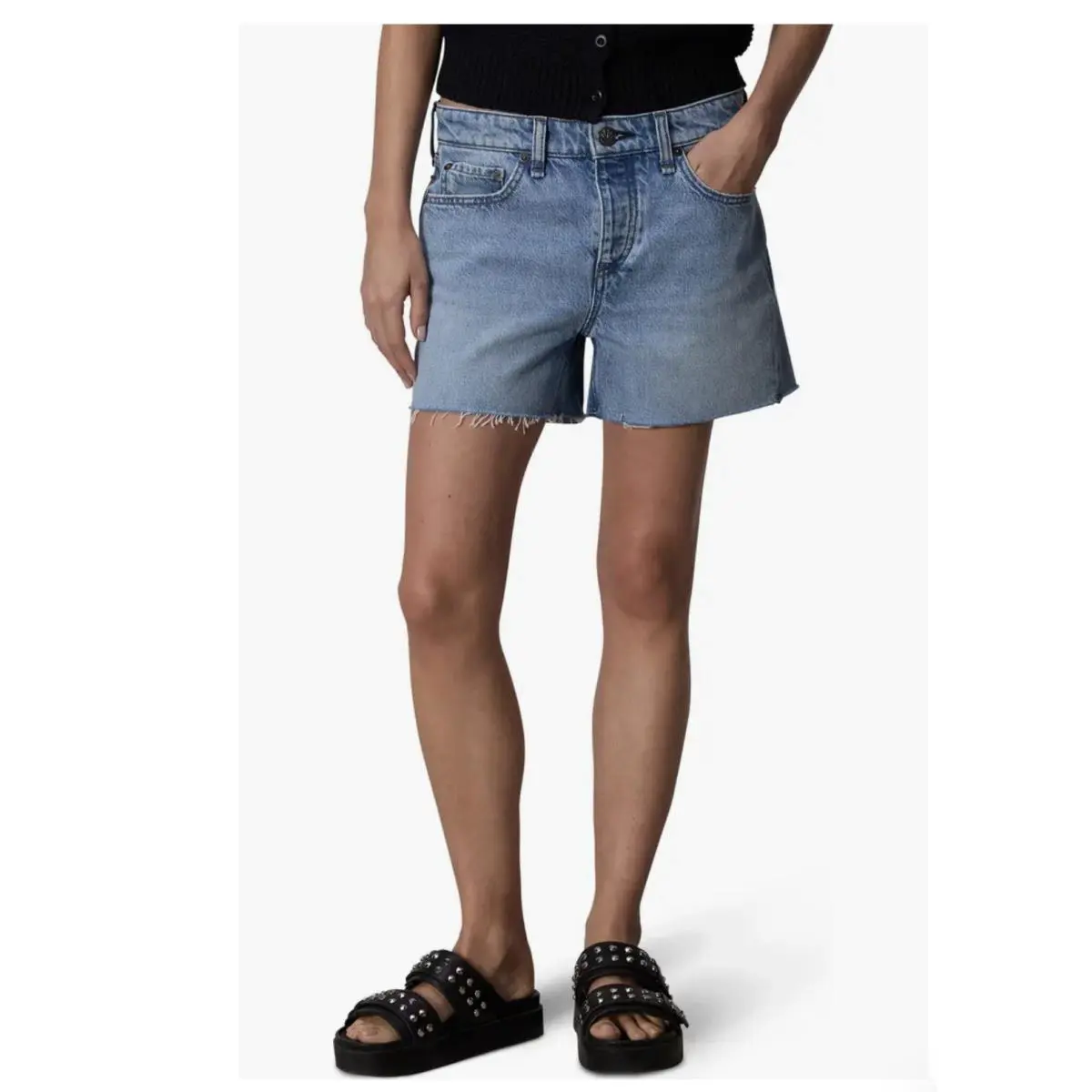 Rag Bone The Vintage Hi Rise Cut Off Midi Jean Shorts Size 23