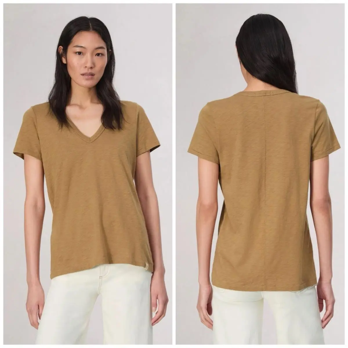 Rag Bone The Slub Vee Tee In Khaki Size: XS by Rag & Bone