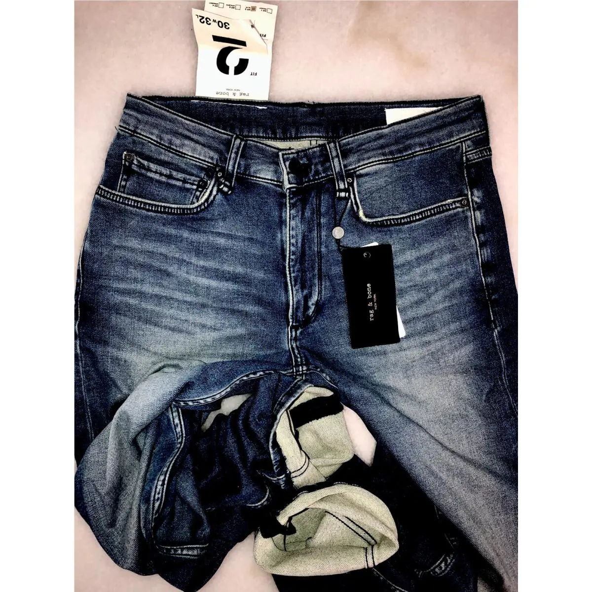 Rag Bone Artisan Dark Blue Fit 2 Slim Fit Distressed Jeans Size W30