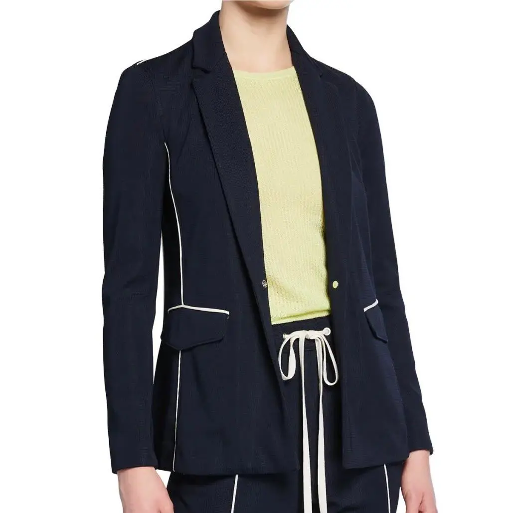 Rag Bone Sandrine One-button Blazer with Contrast Piping Size 8 Navy