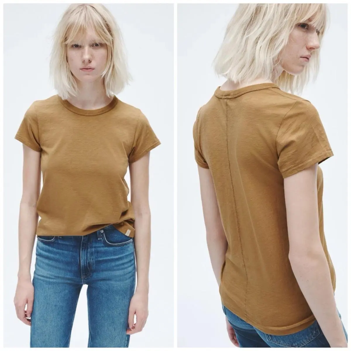 Rag Bone The Slub Crew Neck Tee In Khaki Size: Xxs
