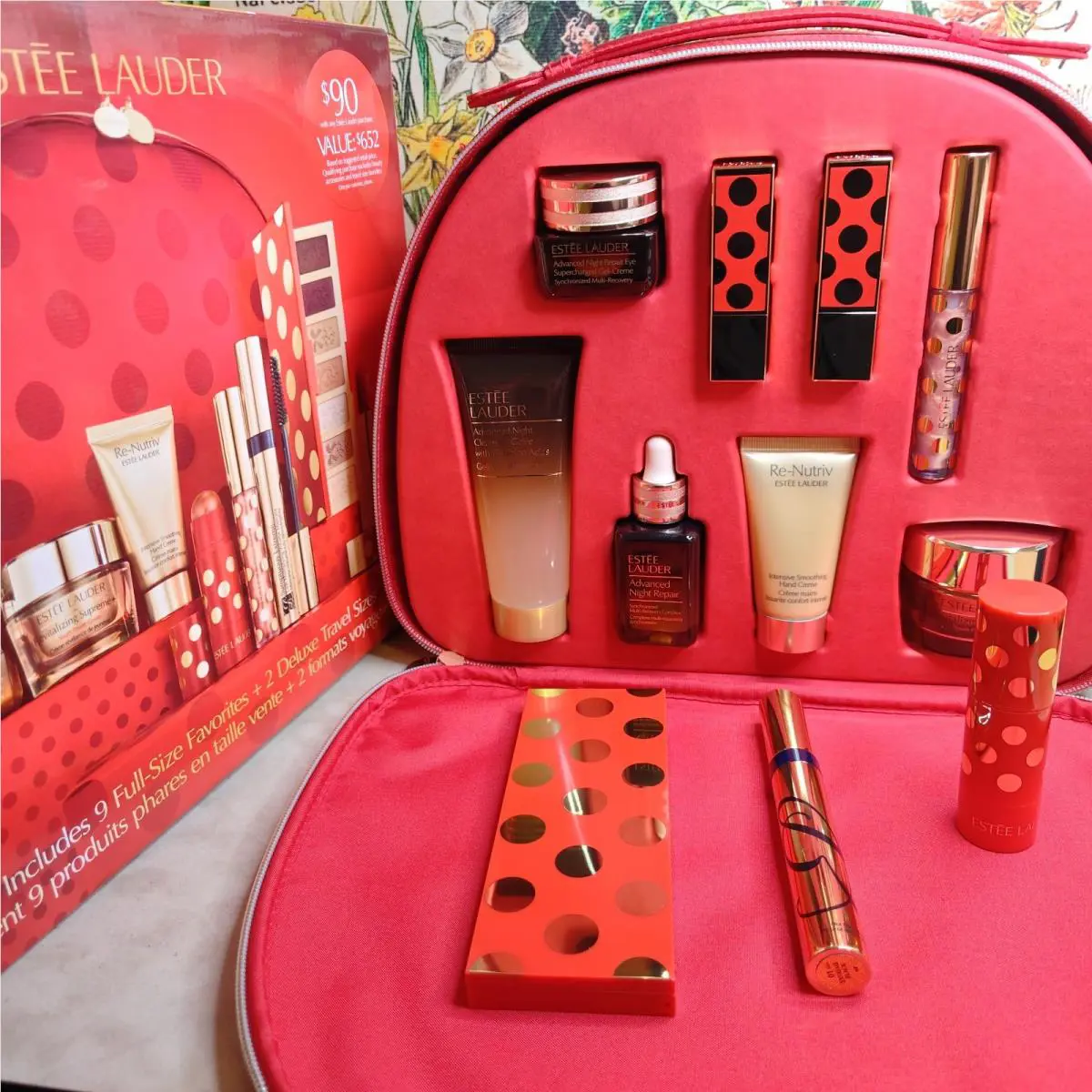 Estee Lauder Holiday Blockbuster Makeup Gift Set 2025 Value Red Train Case