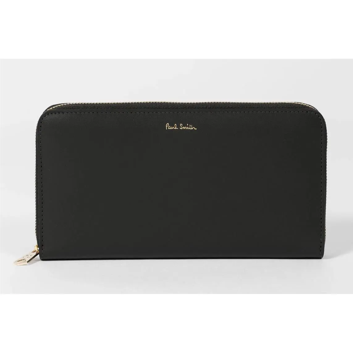 Paul Smith Men Mainline Black Leather Signature Stripe Zip Around Wallet JL25050