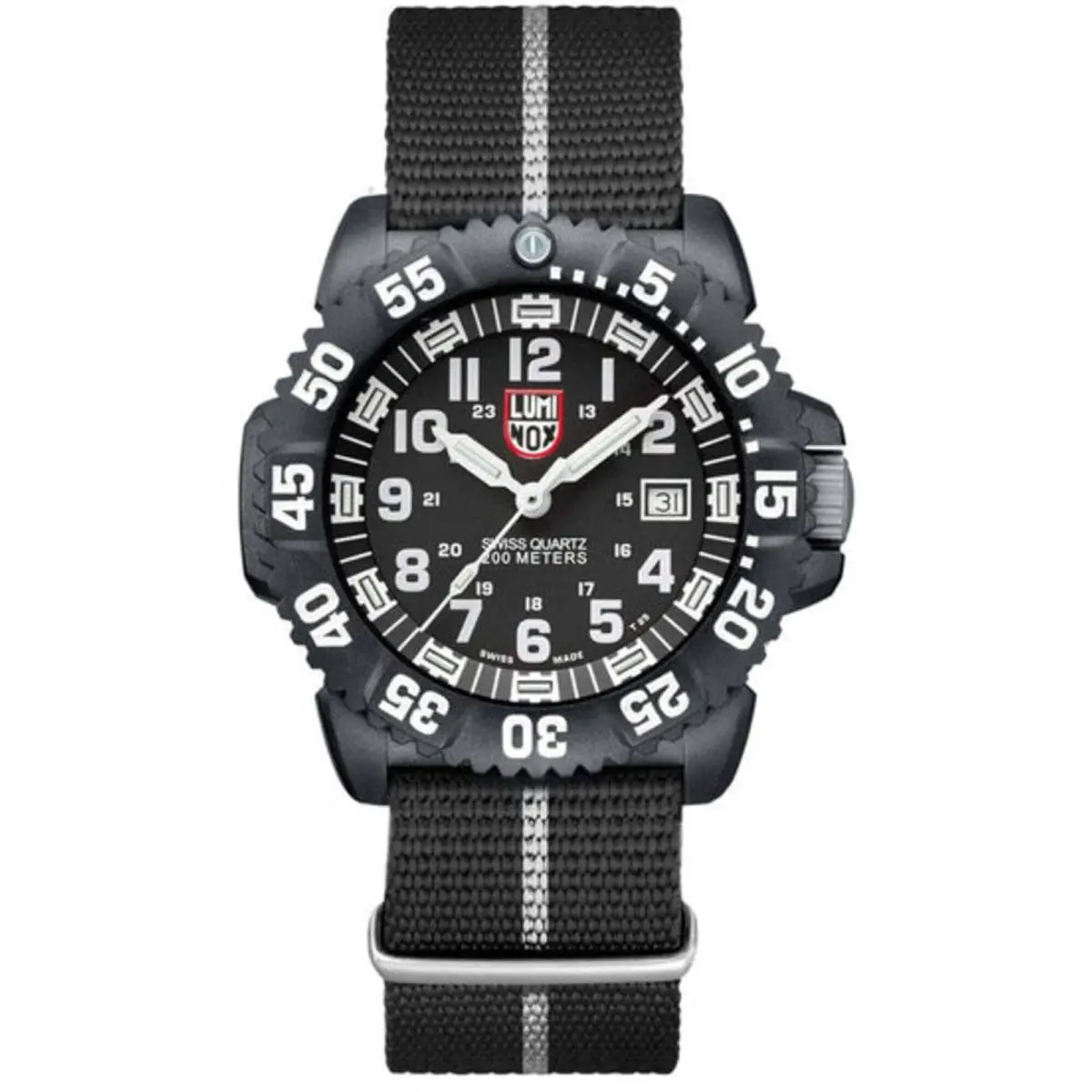 Luminox Men`s Watch Navy Seal Quartz Black and White Nylon Strap XS.CZ51