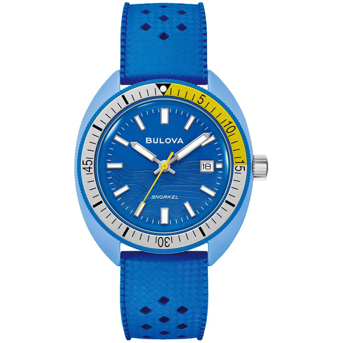 Men`s Snorkel Blue Tang Fish Blue Dial Watch - 98B445 by Bulova