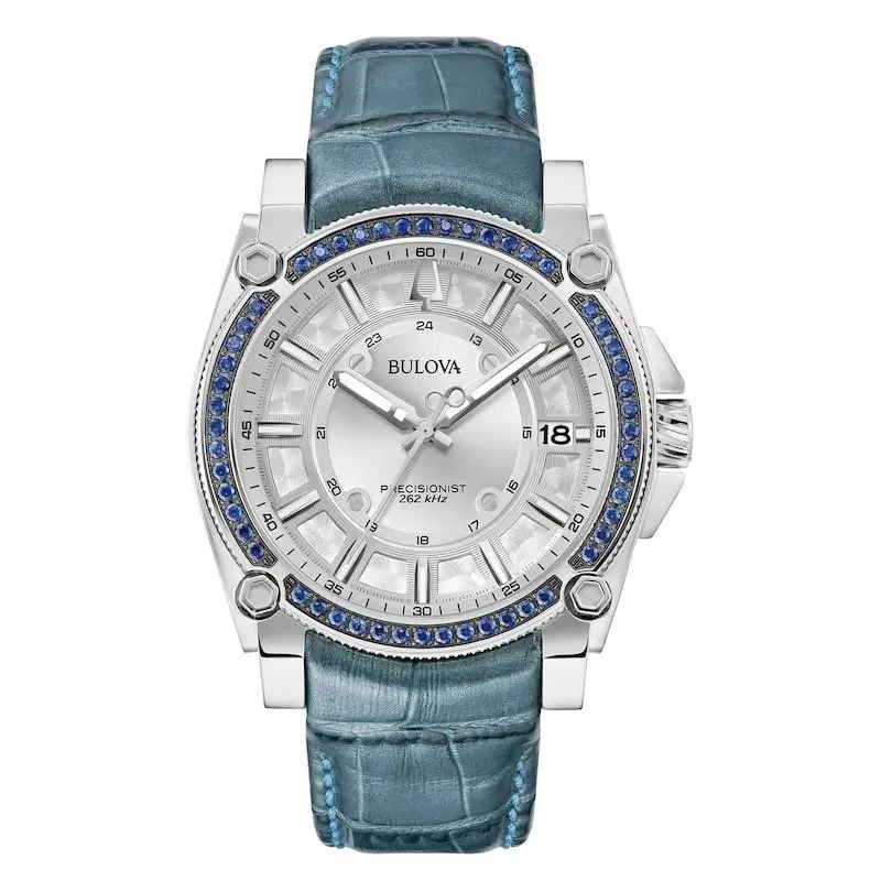 Mans Precisionist Blue Sapphires Champlain Design 262KHz Watch 96J126 by Bulova