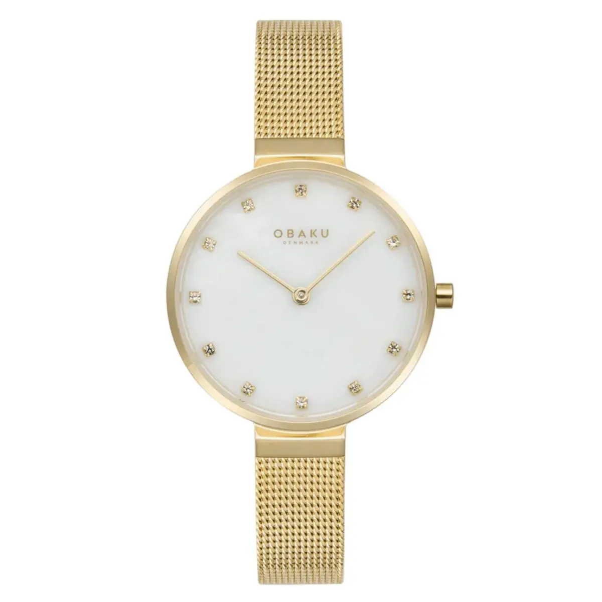 Women`s Analog White Dial Watch - V287LXGWMG by Obaku