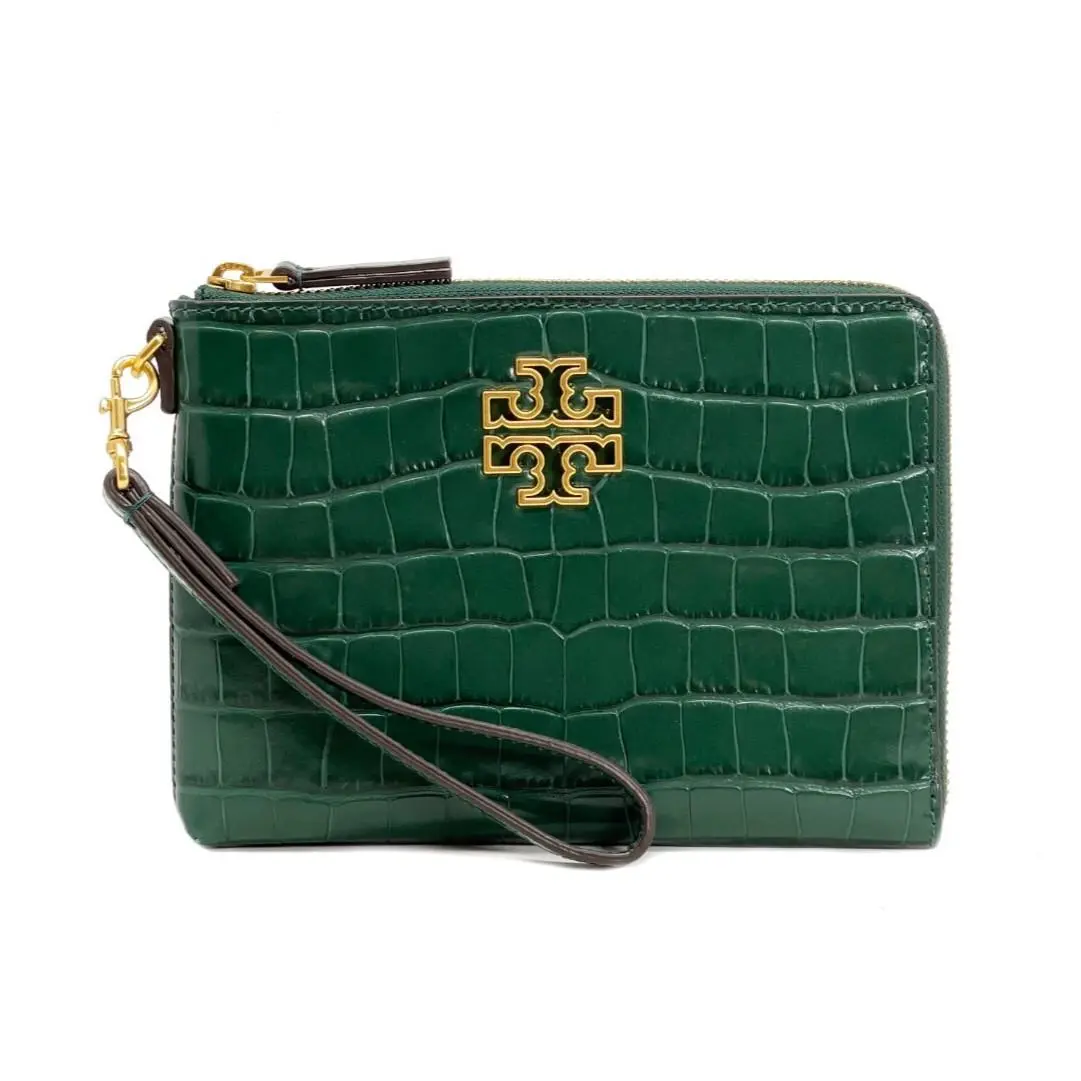 Women`s Thea Britten Large Zip Pouch Wristlet Britten - Croc - Norwood - 145373 by Tory Burch