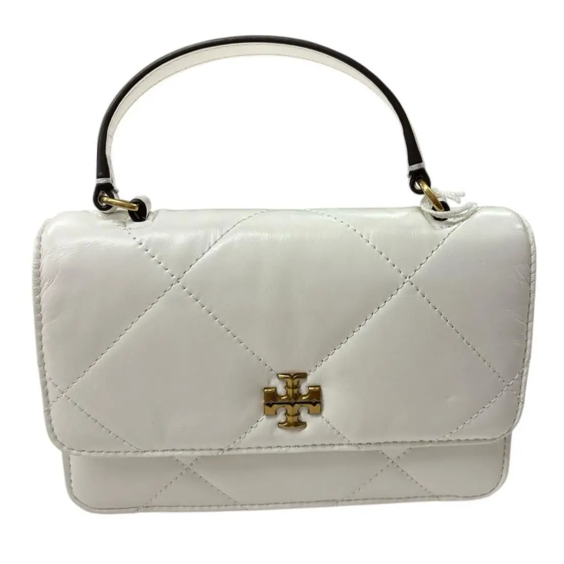 Tory Burch Mini Kira Diamond Quilt Top-handle Crossbody in White