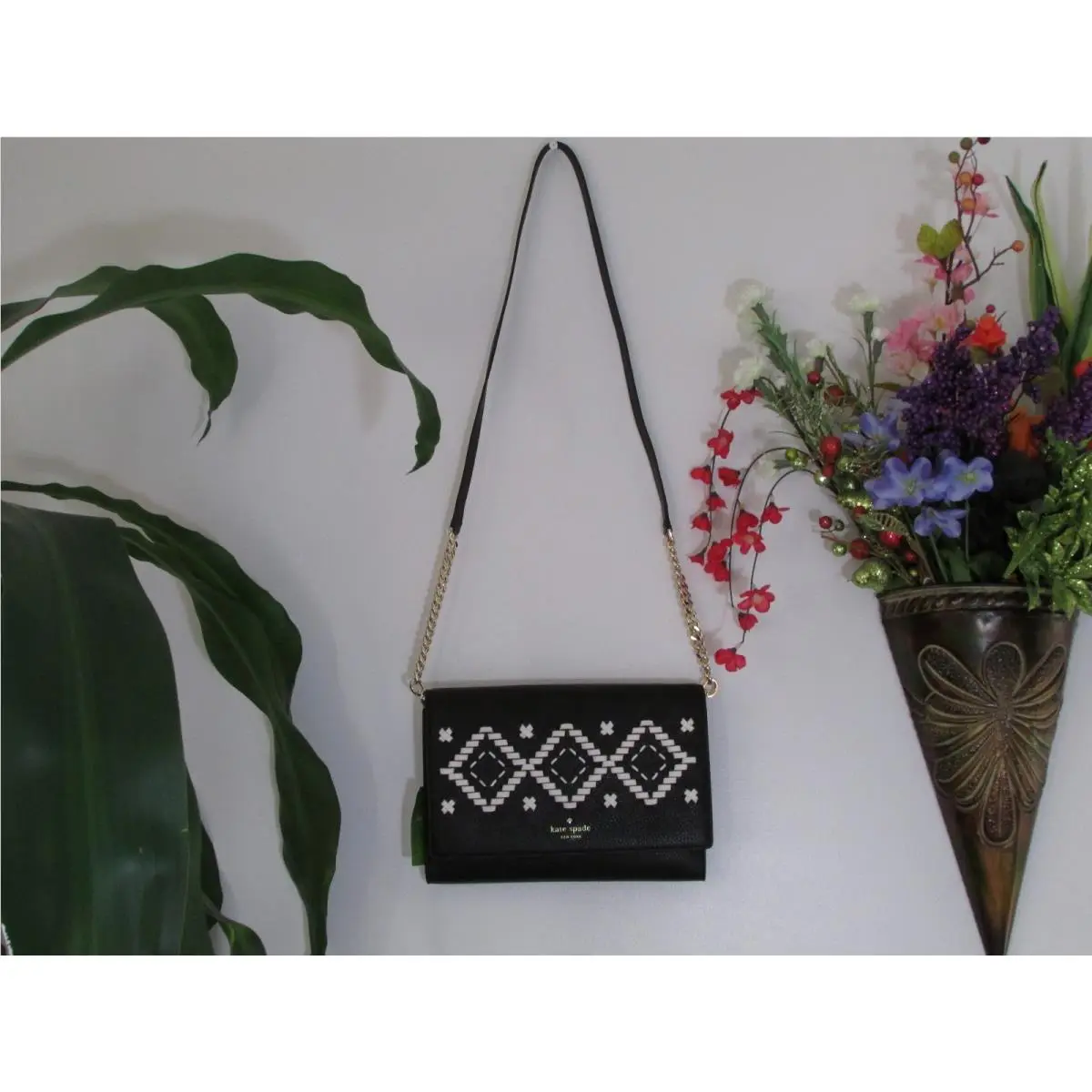 Leather Valencia Flynn Street Clutch or Crossbody Black or Red Black by Kate Spade