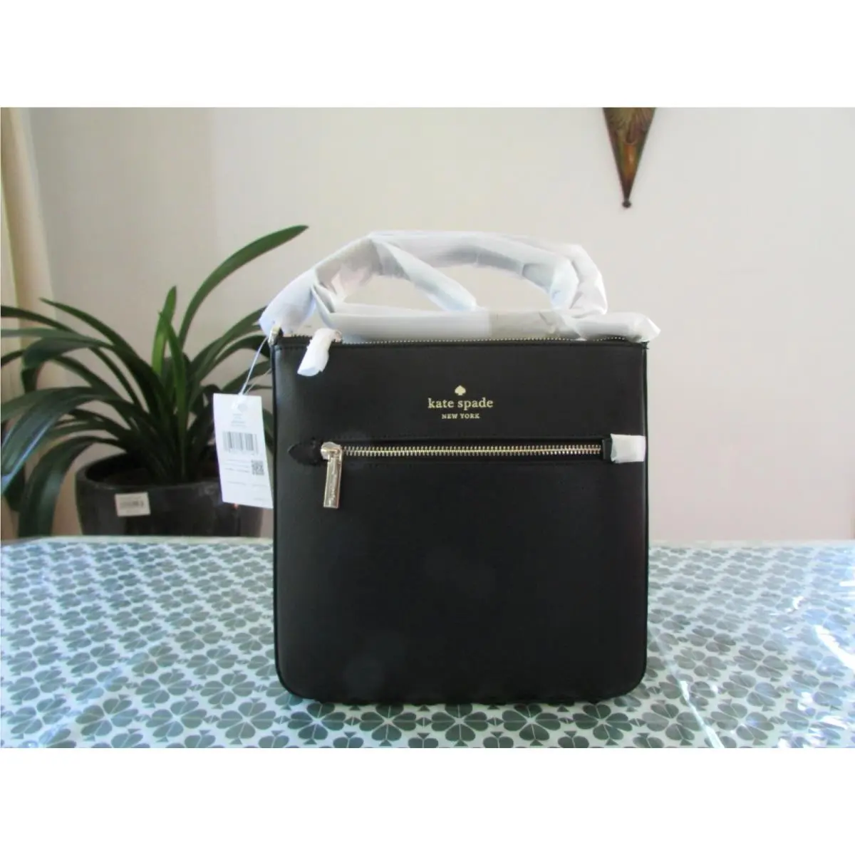 Saffiano Leather Sadie North South Crossbody Bag Black by Kate Spade
