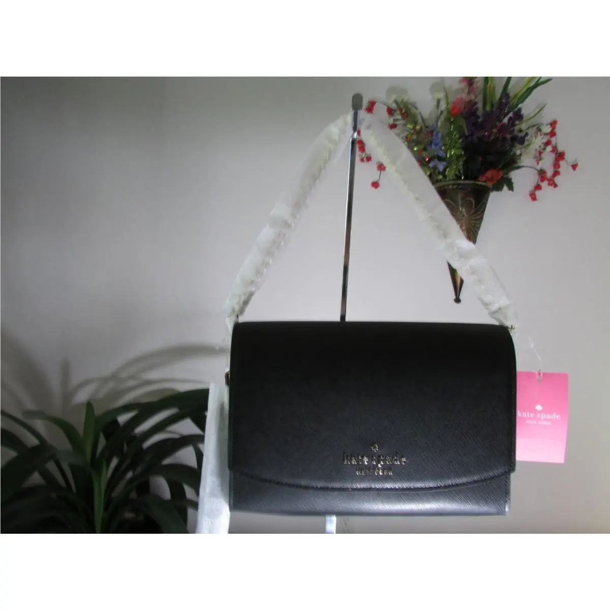 Leather Carson Conver Crossbody Bag Black by Kate Spade