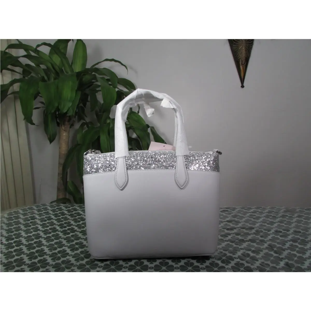 Kate Spade Flash Glitter Mixed Saffiano Satchel Grey or Pink