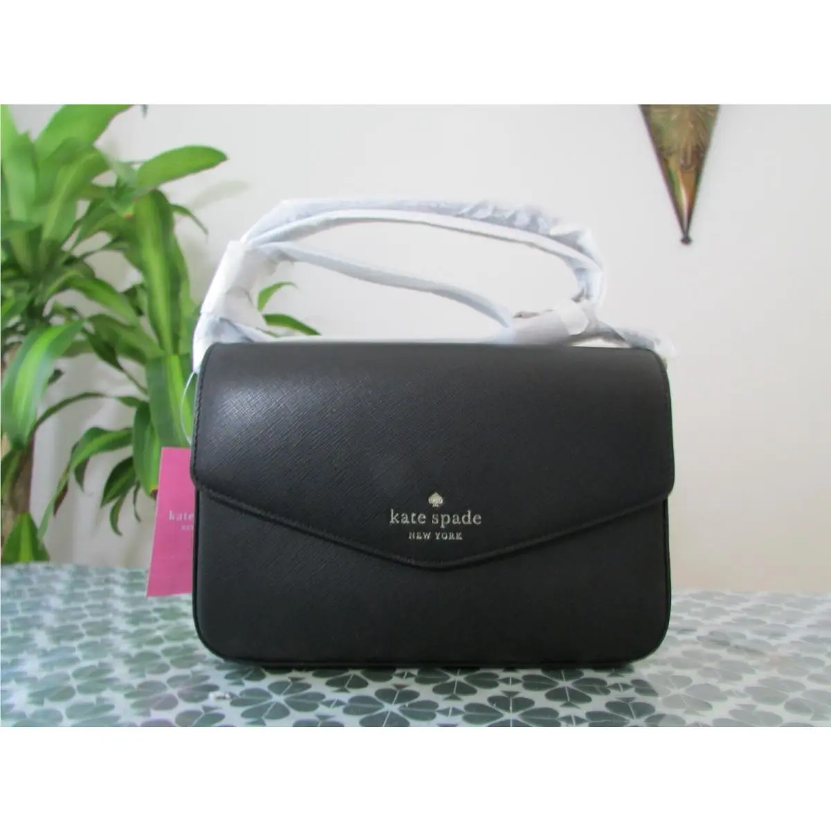 Saffiano Leather Envelope Crossbody Bag Black by Kate Spade