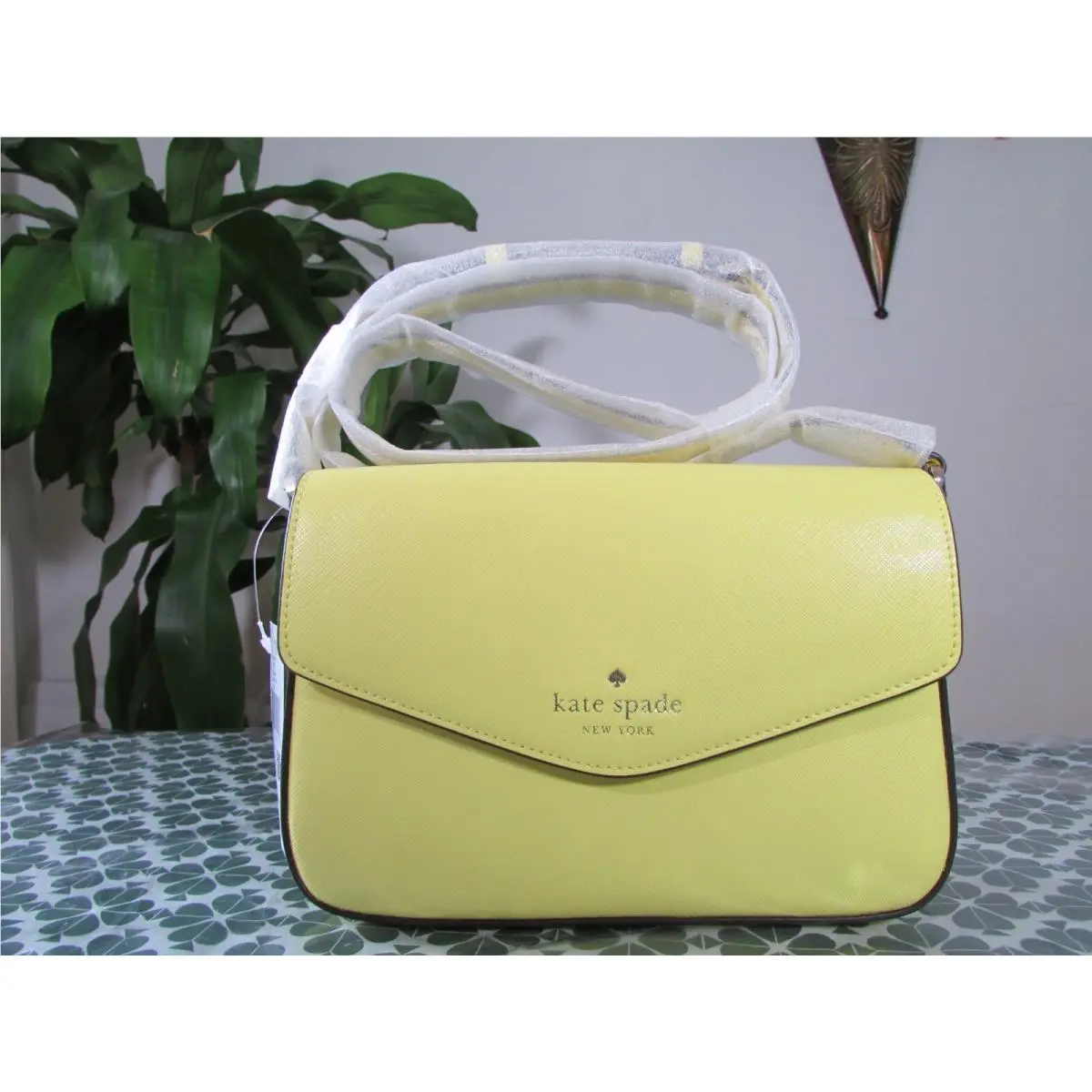Saffiano Leather Envelope Crossbody Bag Yuzu Jam by Kate Spade