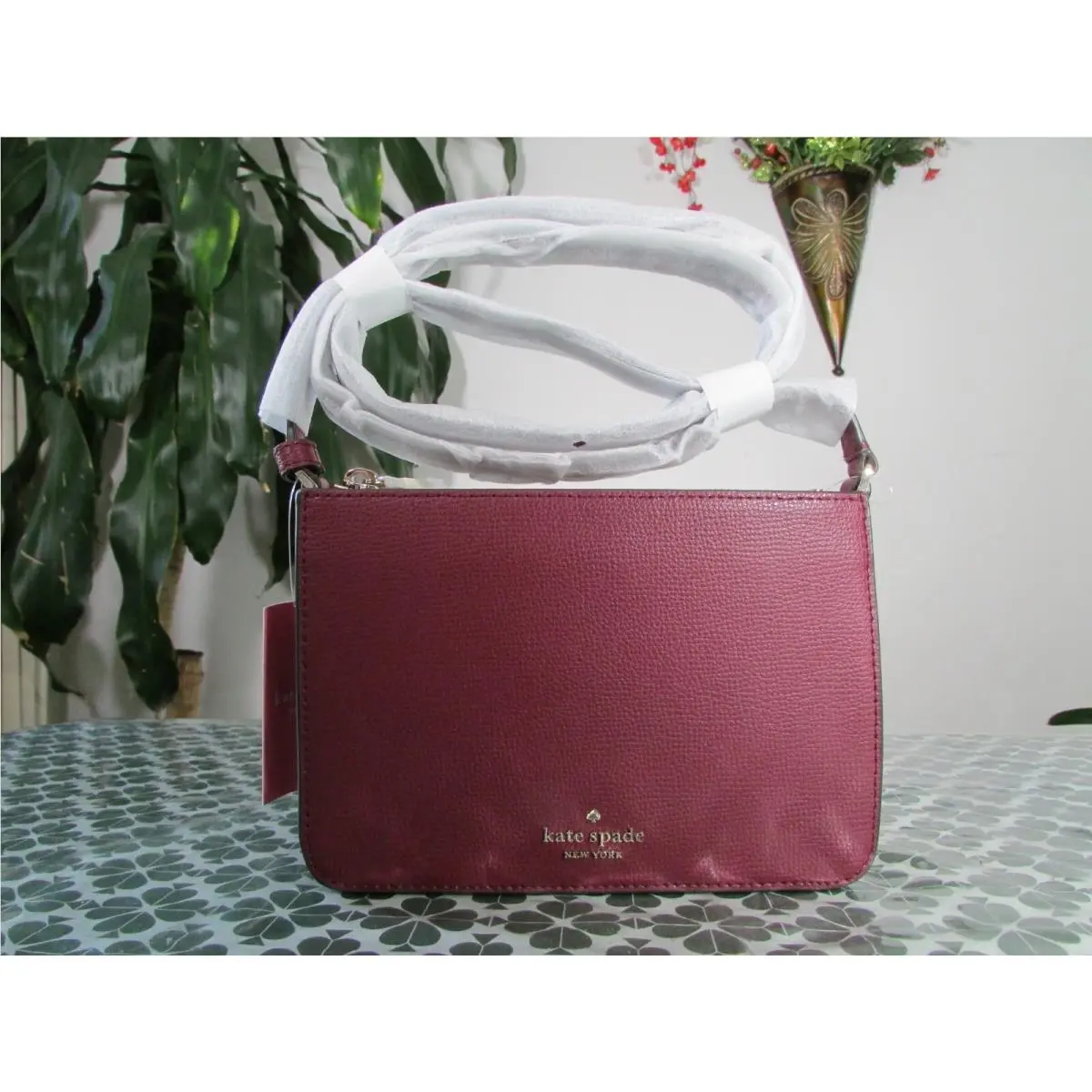 Grain Leather Darcy Small Slim Crossbody Bag Black Berry by Kate Spade