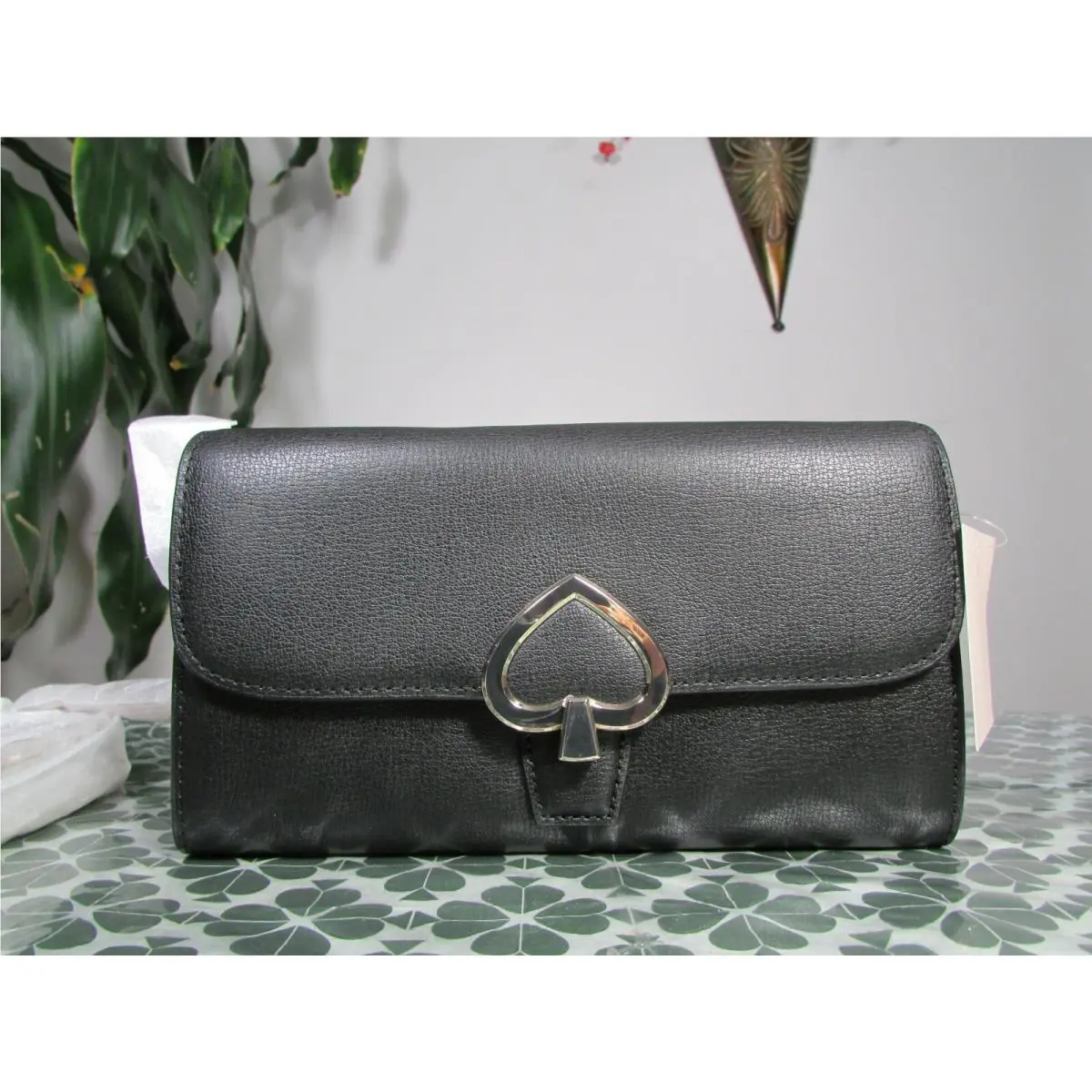 Grain Leather Robyn Small Flap Chain Wallet Black or Limelight Black by Kate Spade