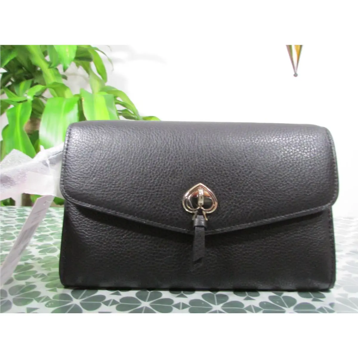 Pebble Leather Marti Wallet Crossbody Bag Black by Kate Spade