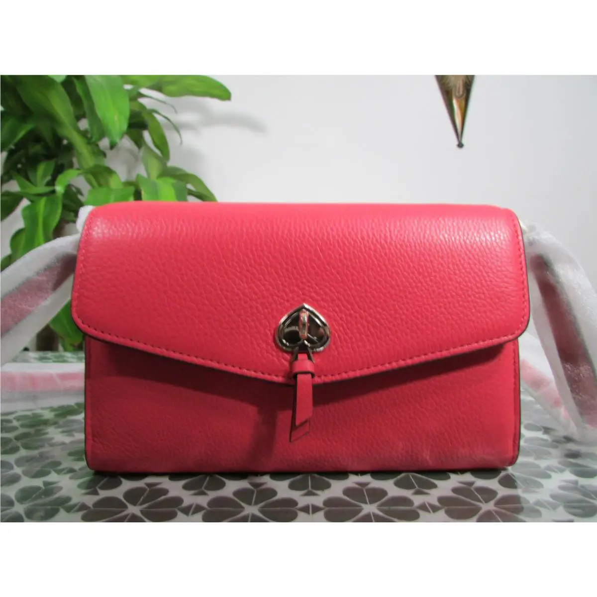 Pebble Leather Marti Wallet Crossbody Bag Dark Watermelon by Kate Spade