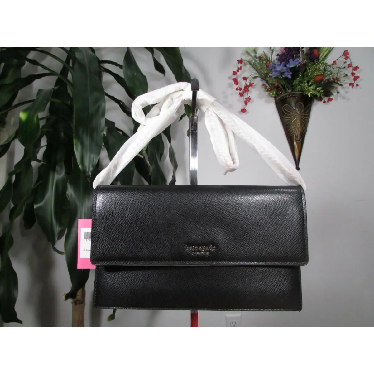 Saffiano Leather Willow Wallet Crossbody Bag Black by Kate Spade