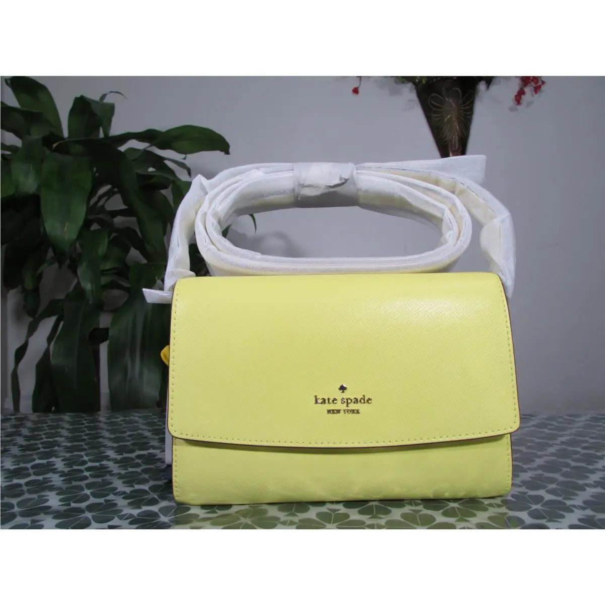 Saffiano Leather Perry Small Flap Wallet on a String K8709 Yuzu Jam by Kate Spade
