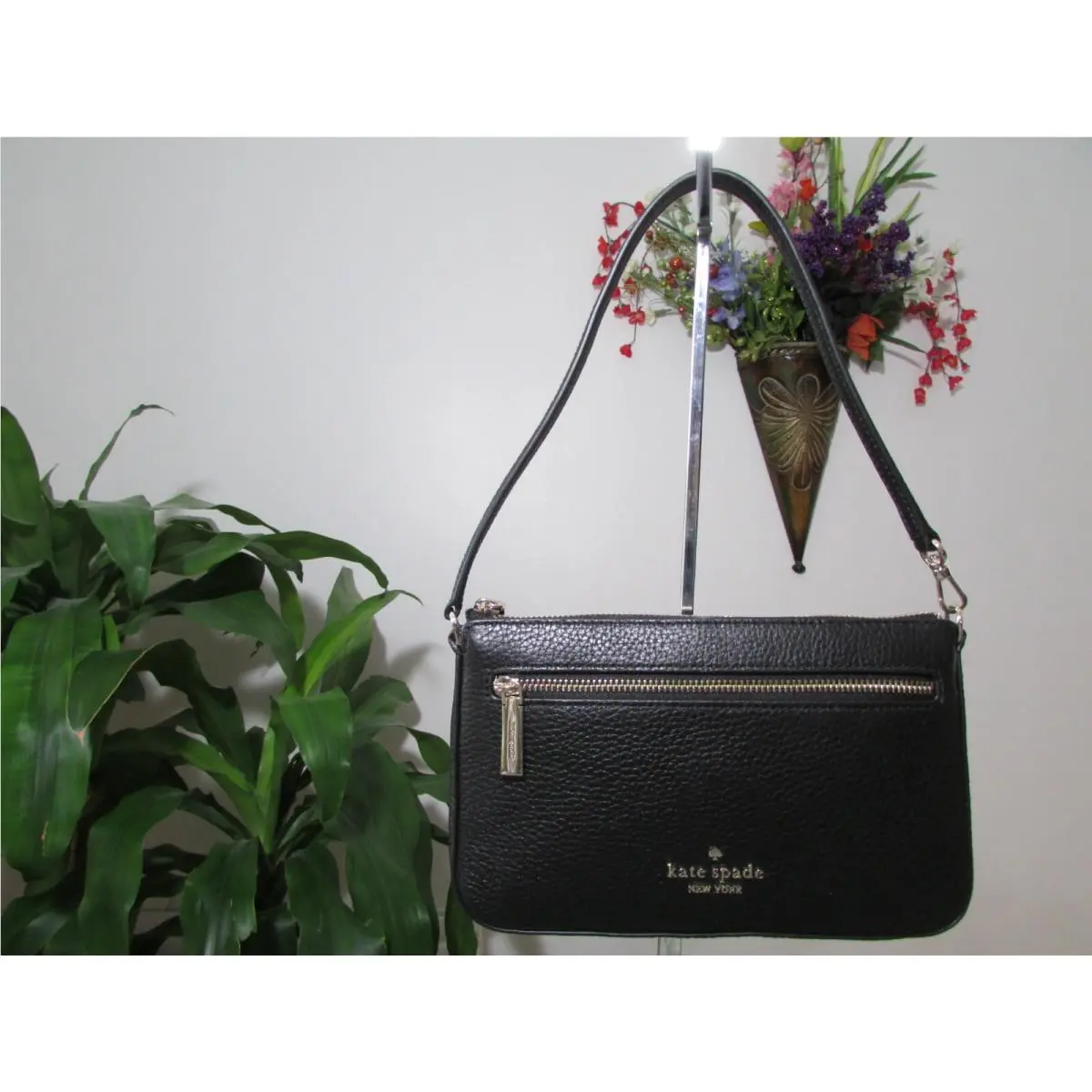Kate Spade Pebble Leather Leila Converti Wristlet Dewy Blue or Black K6088