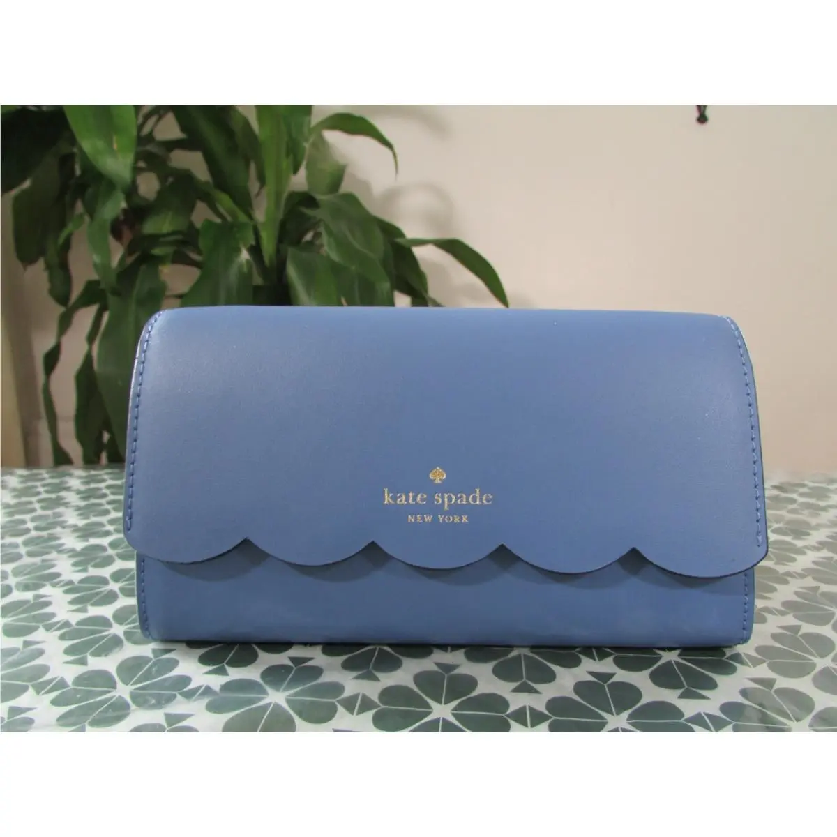 Smooth Leather Gemma Wallet on a Cha Fresh Blue by Kate Spade