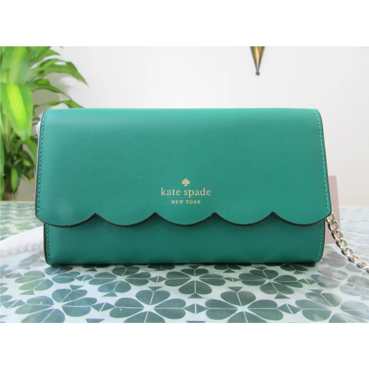 Smooth Leather Gemma Wallet on a Cha Wintergreen by Kate Spade
