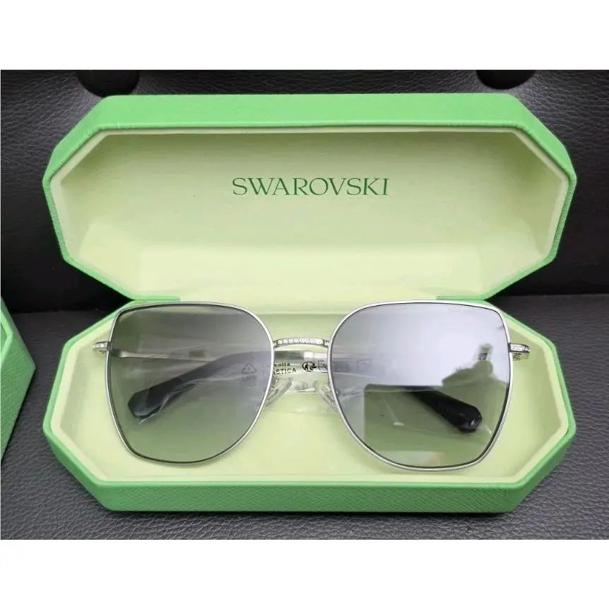 Swarovski SK7021D Sunglasses Oversized Oval - Matte Silver - Grey Lens 59-19-140