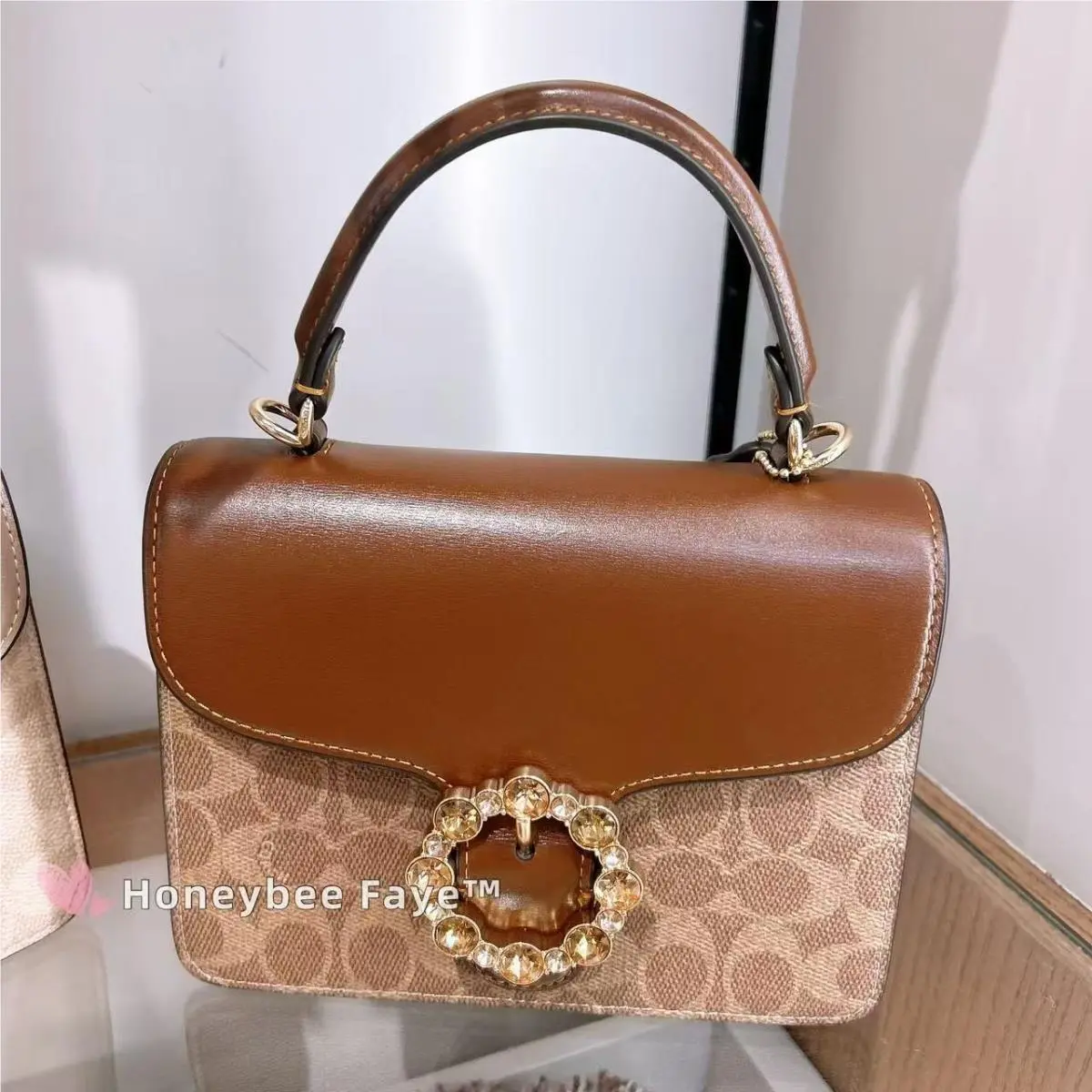 Courtney Top Handle Bag In Signature Canvas CCE22 Tan/Brown by Coach