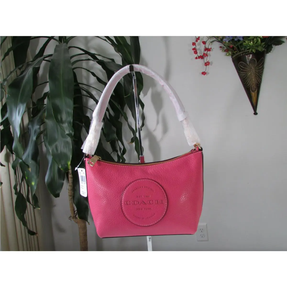 Coach Leather Dempsey Shoulder Bag with Patch C2829 Fuchsia or Teal Ink