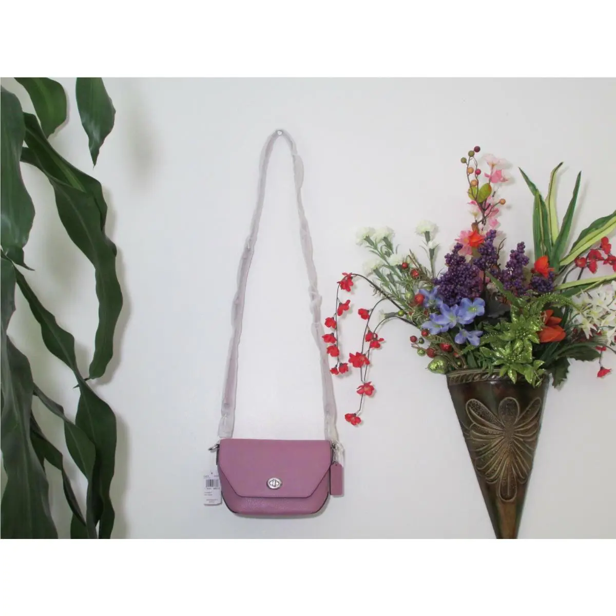 Coach Pebble Leather Karlee Crossbody Bag C2815 Violet Orchid Black Chalk