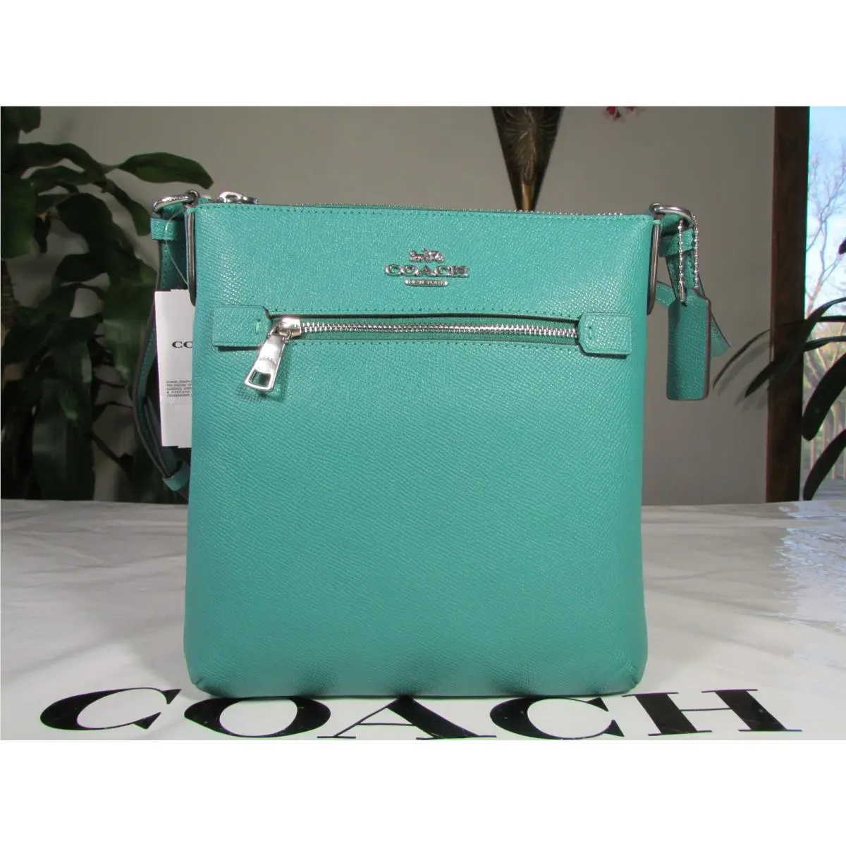 Crossgrain Leather Mini Rowan File Bag CE871 Green or Pale Lime Bright Green by Coach