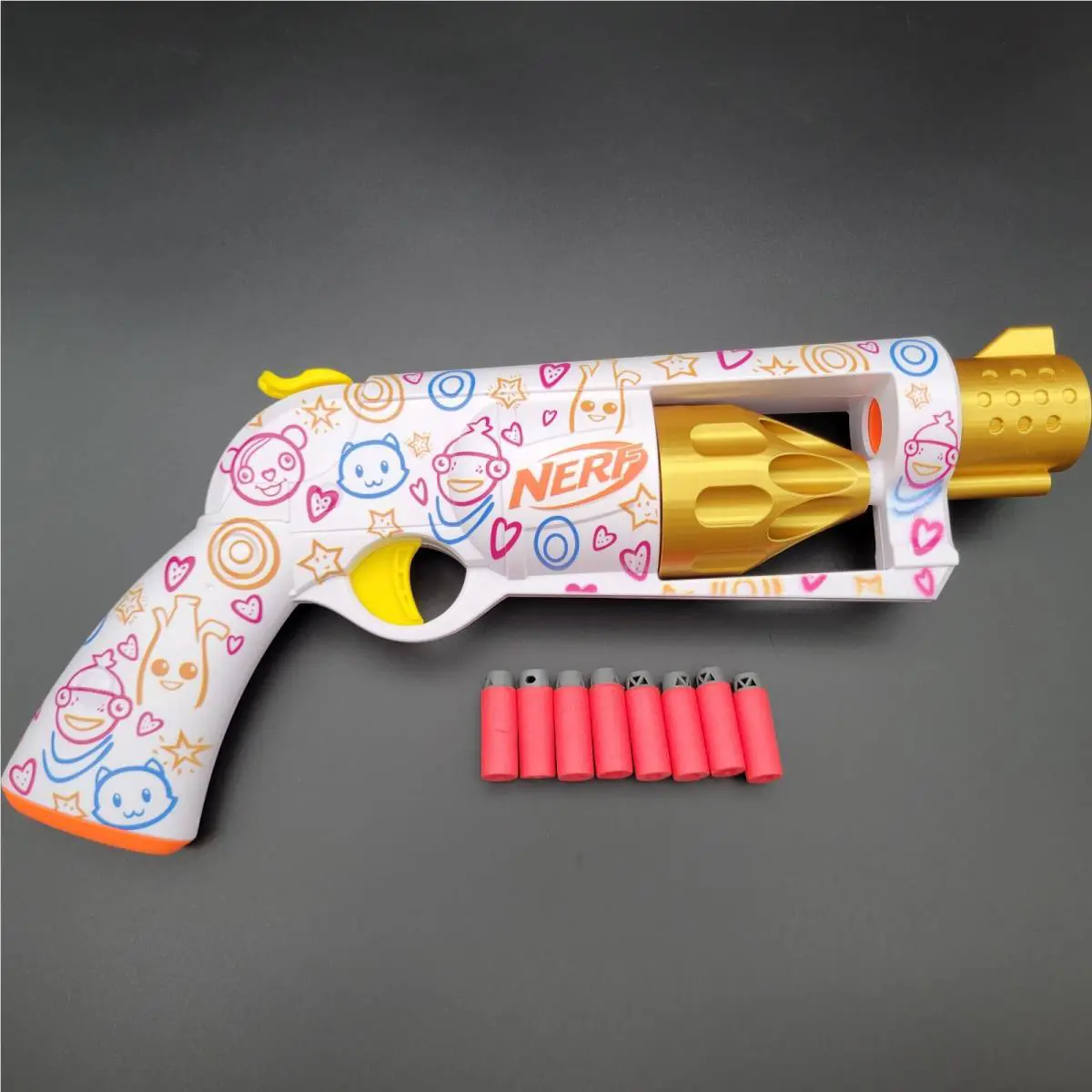 Nerf Frenz 4 Ever Blaster Custom Build Gold 8 Shot Short Dart Cylinder Snub Mod