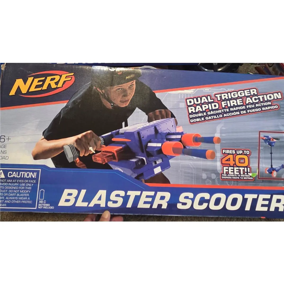 Nerf Blaster Scooter Dual Trigger Rapid Fire Action Metal Frame Fires 40 ft