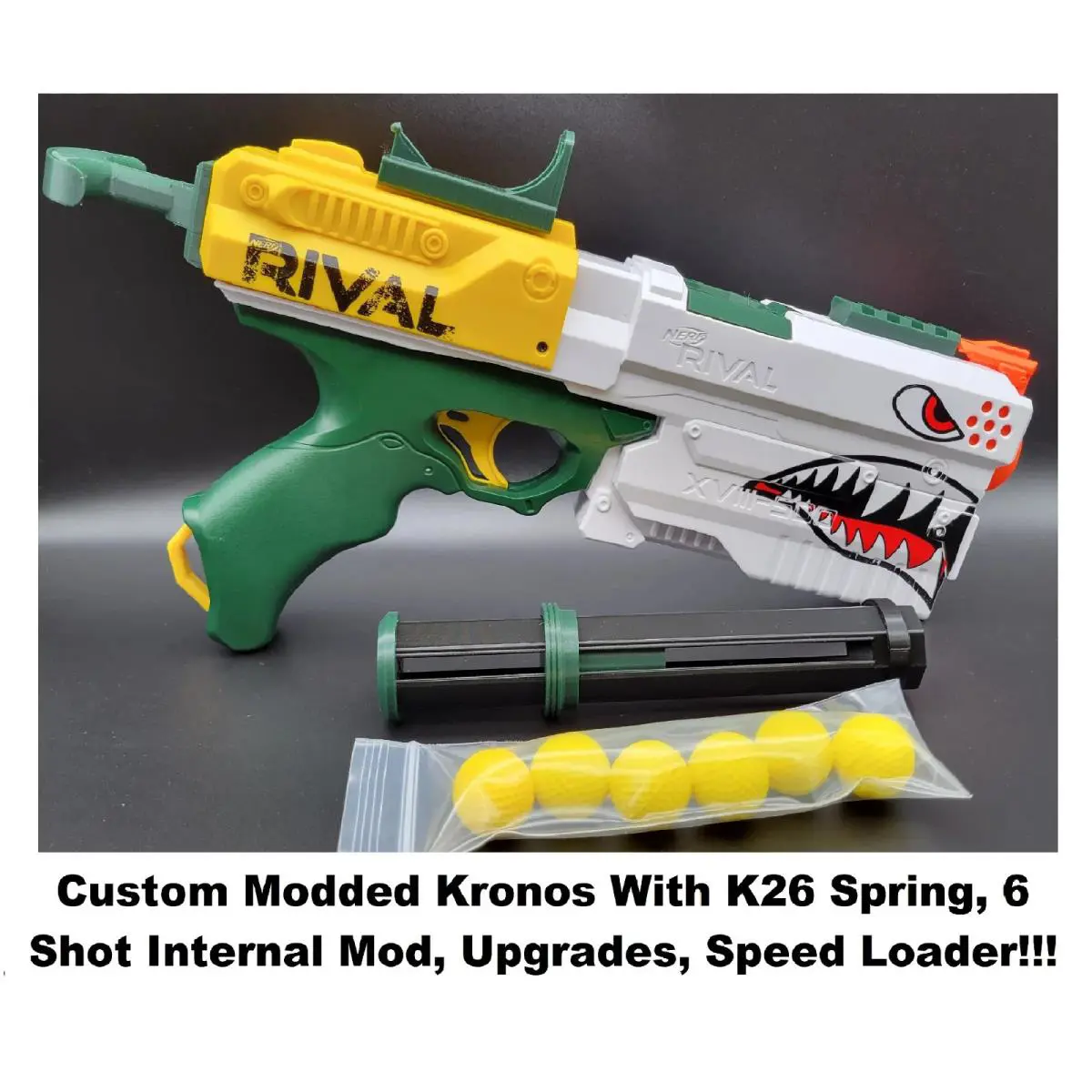 Custom Build 6 Shot Hunter Kronos - Modded Great White Shark Nerf Rival Blaster