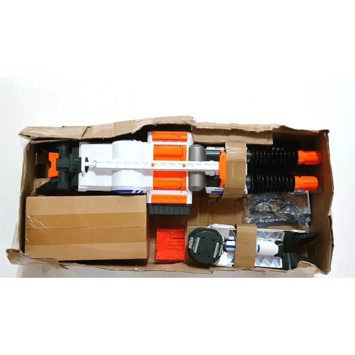 Nerf Gun N-strike Elite Rhino Fire Blaster Dual Feed 2 Barrel + 2 Drums + Tripod
