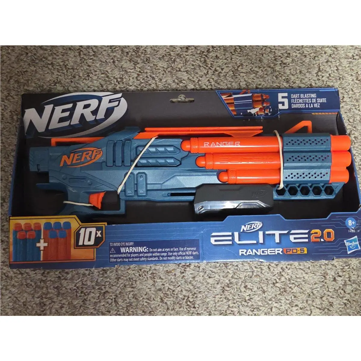 Nerf Elite 2.0 Ranger PD-5 Blaster Ages 8+ Toy Gun Play Fire 5 Darts