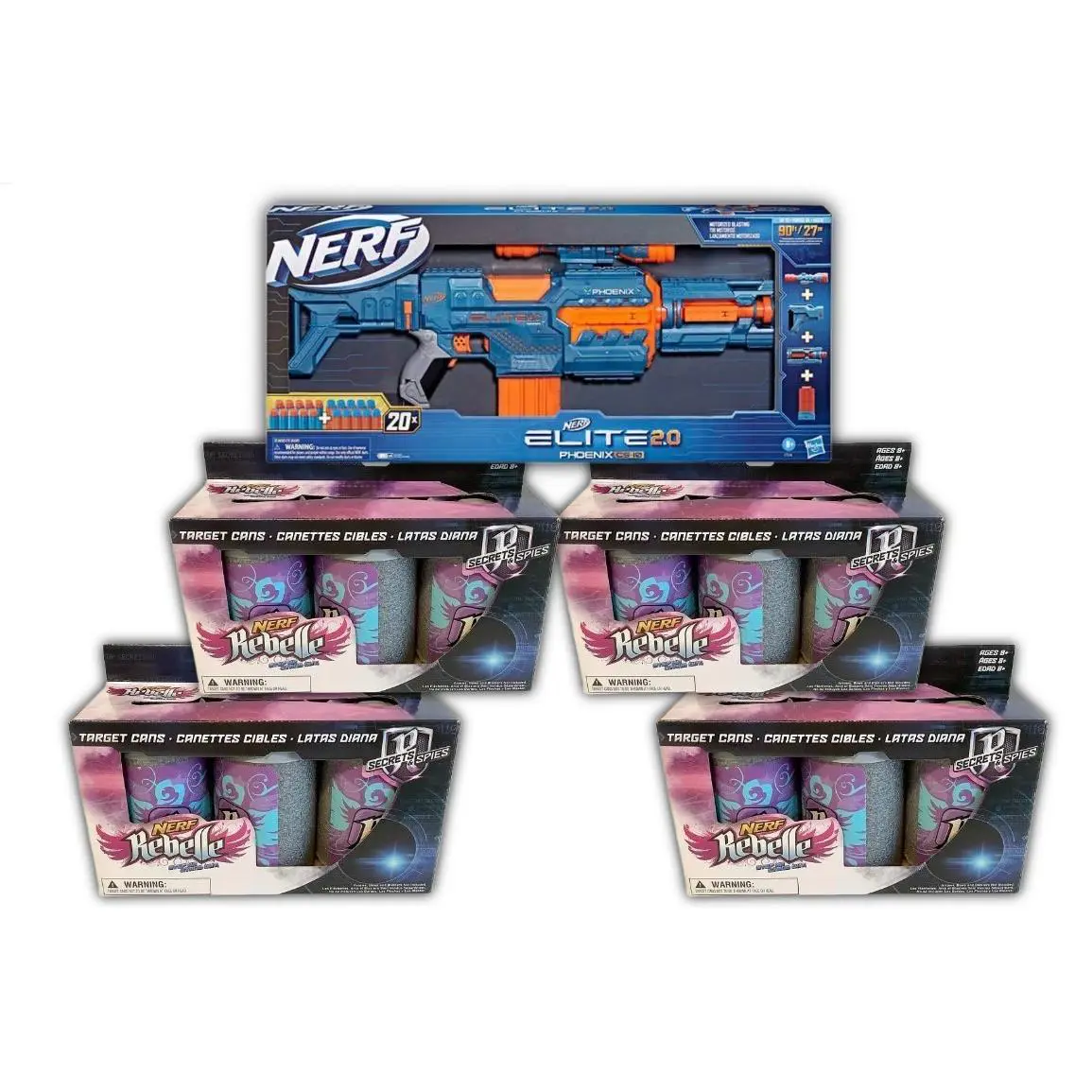 Hasbro F2541 Nerf Elite 2.0 CS-10 Phoenix 20x Darts + 12x Practice Foam Cans