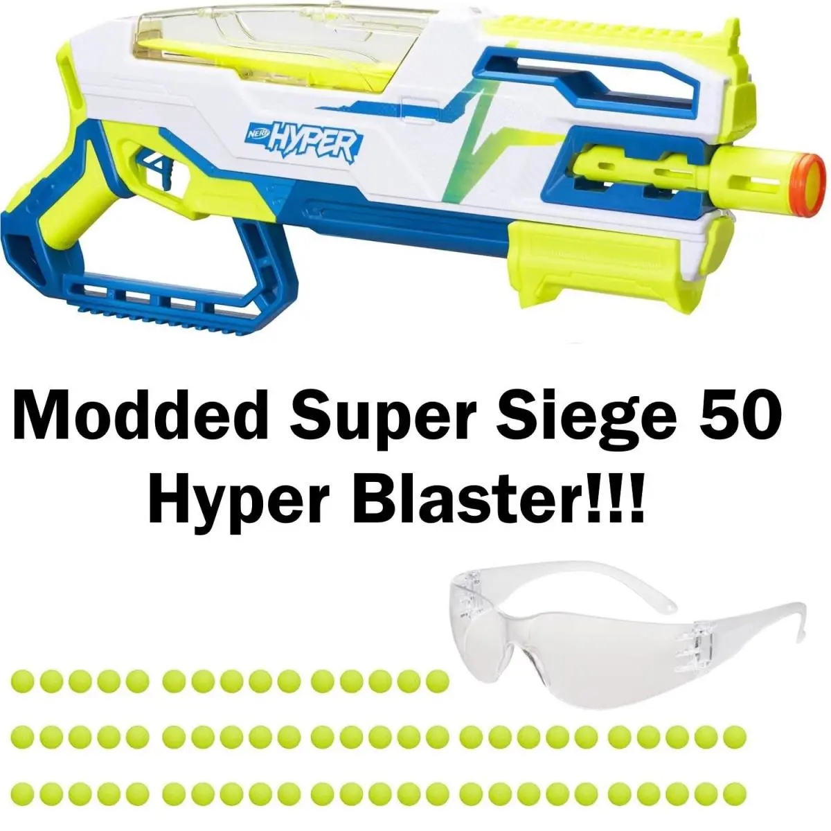 Modded Super Siege 50 - Hyper Nerf Blaster White Variant with K25 Spring Mods
