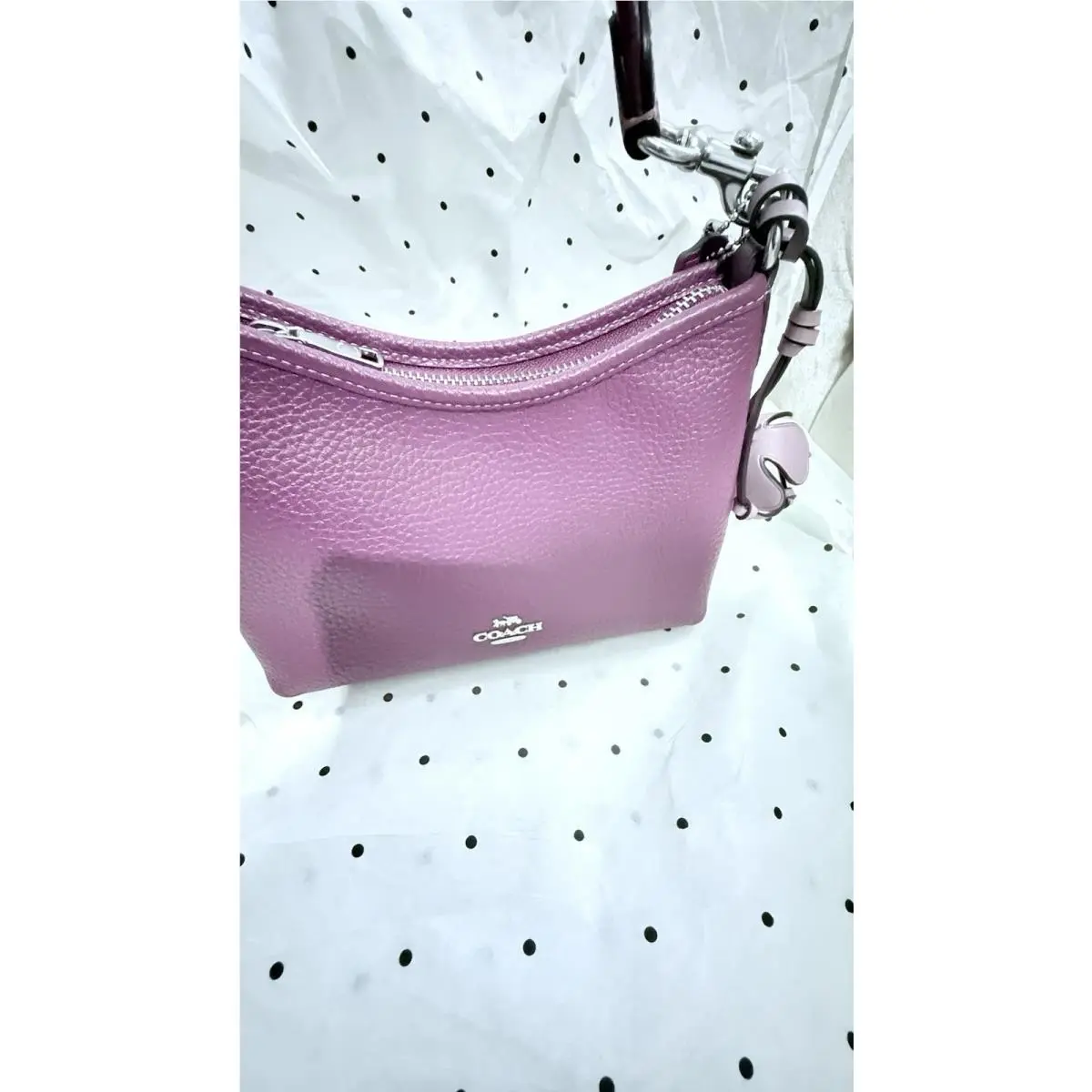 CCF15 Laurel Leather Small Bag Handbag Floral Flower Charm Plum Purple by Coach