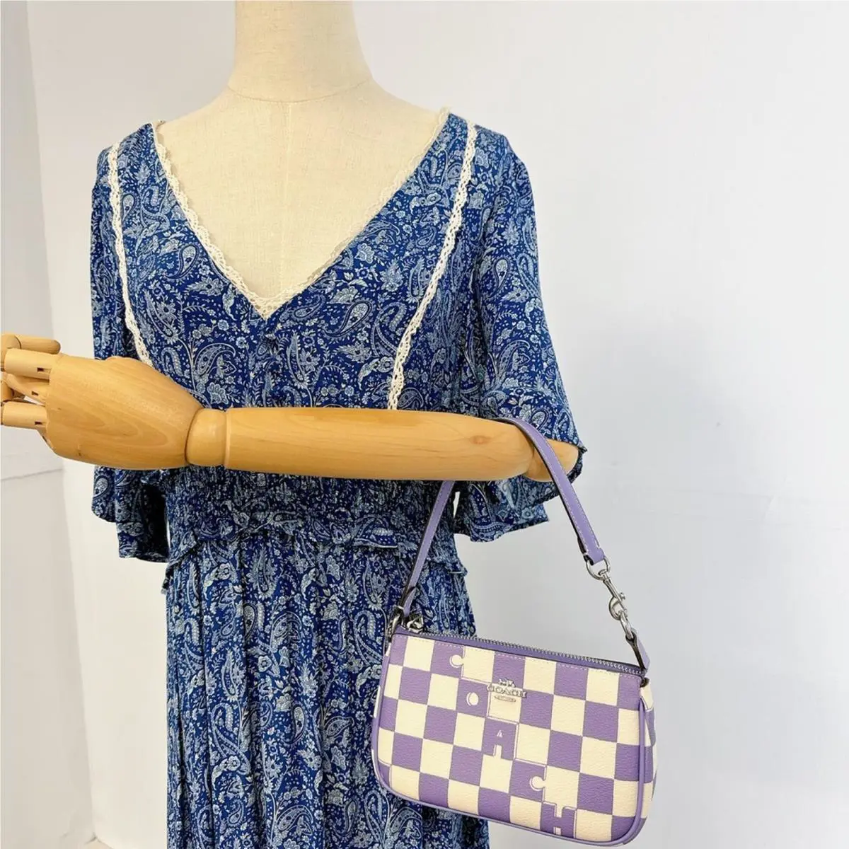 Coach CR394 Nolita 19 with Checkerboard Print IN Light Violet Chalk