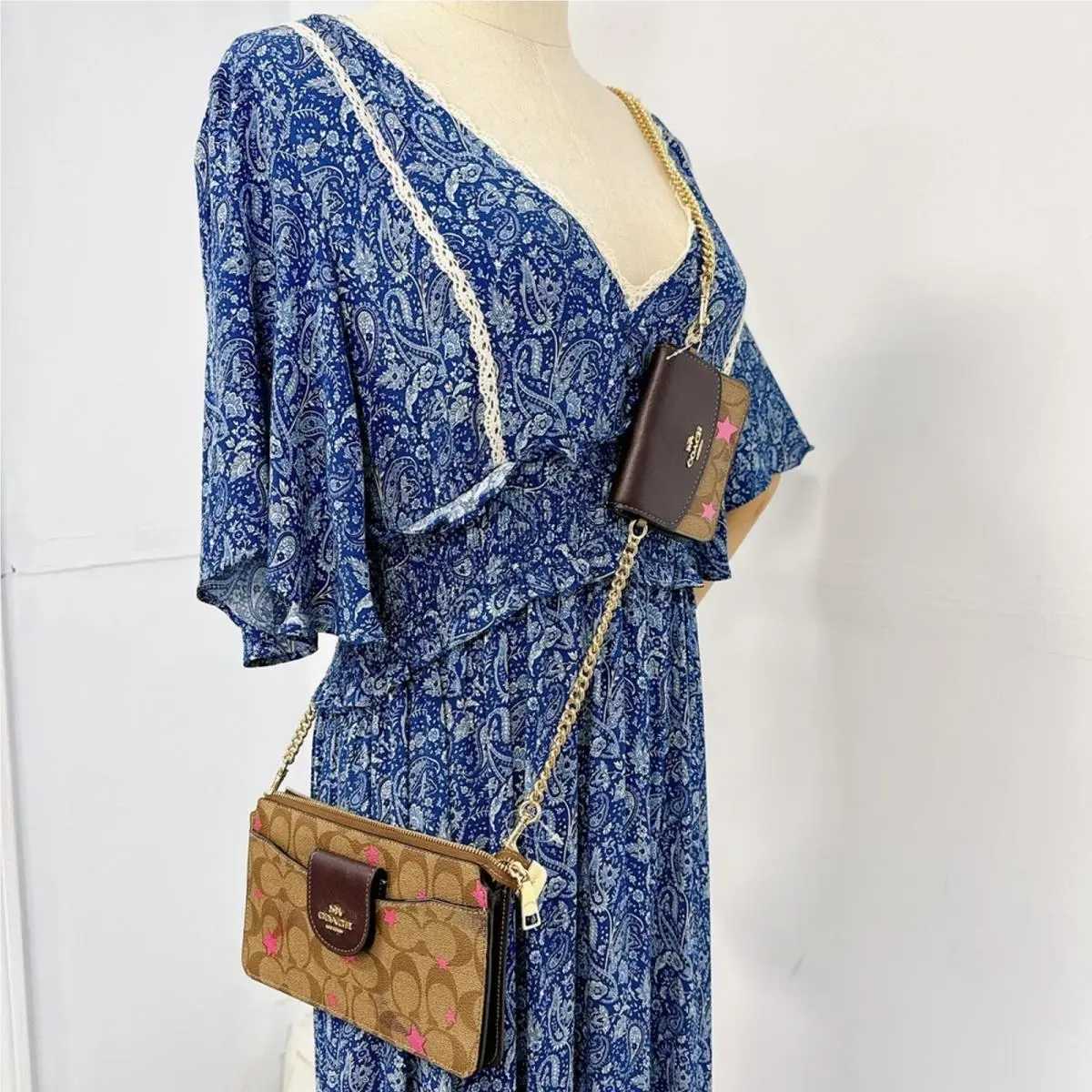 Coach C7288 Poppy Crossbody with Card Case with Disco Star Print IN Brown
