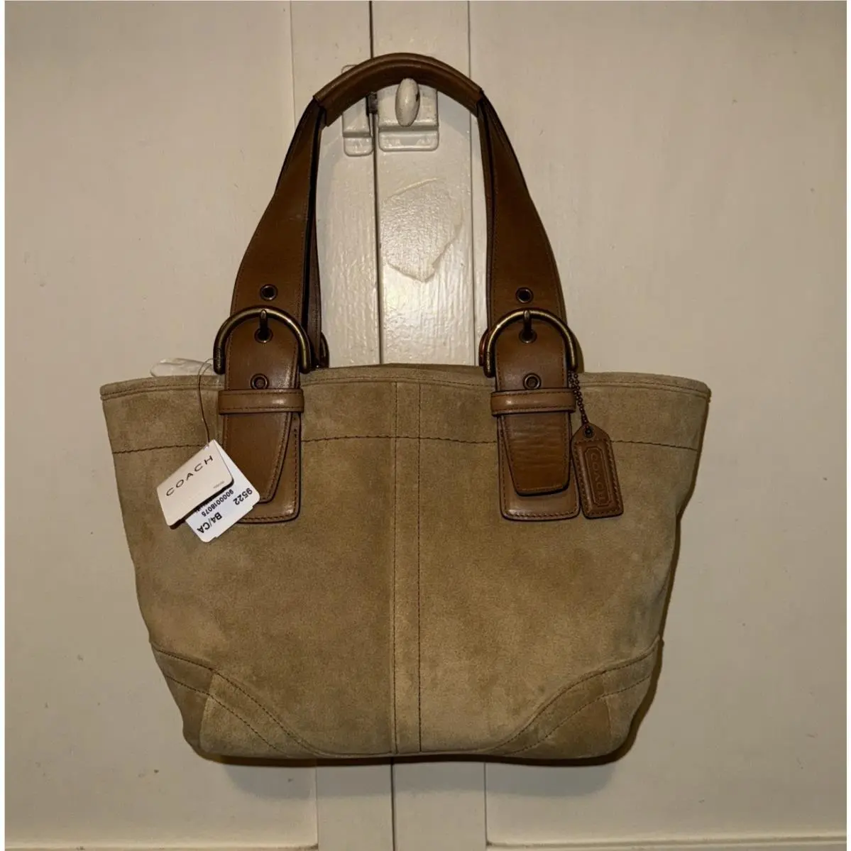 Coach Tan Suede Leather Tote Bag K35-9522 Shoulder Handbag Purse